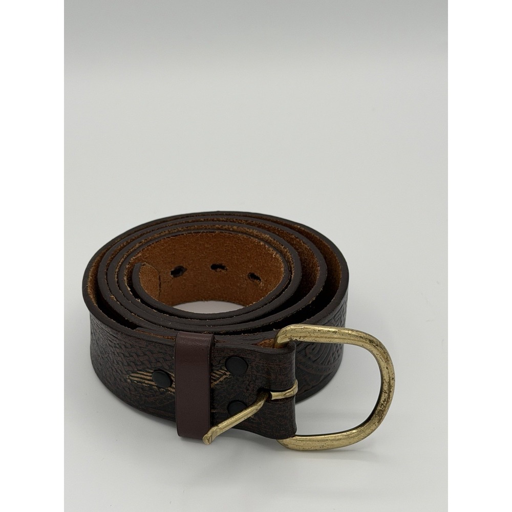 Wrangler Genuine Leather Belt 36 Brown Tooled Eagle Western Brass Buckle